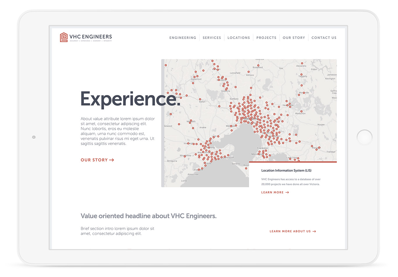 Website home page design by Bendigo agency