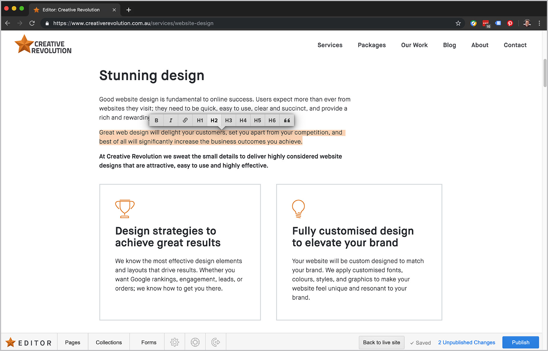 Content editor used by Bendigo agency