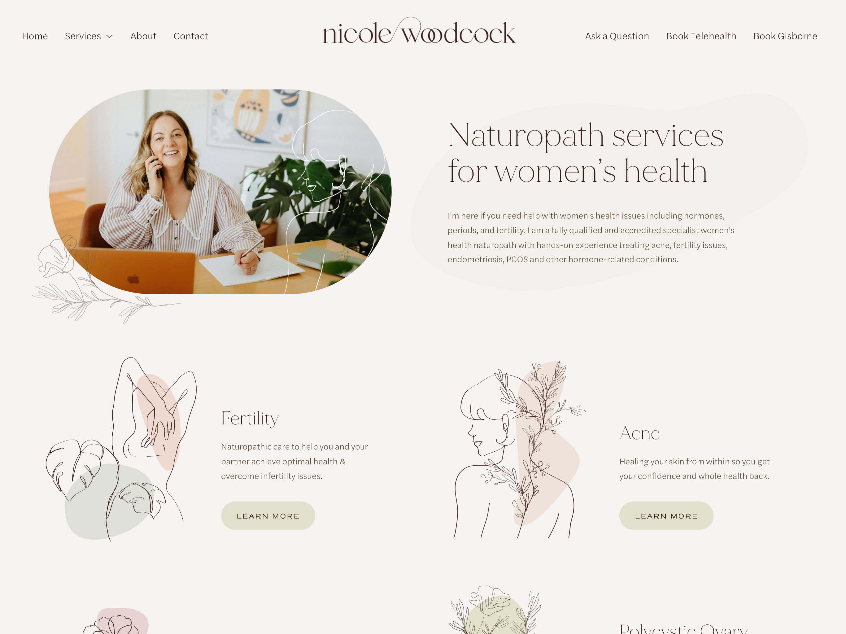 Nicole Woodcock Naturopath Custom Web Design Services List Page