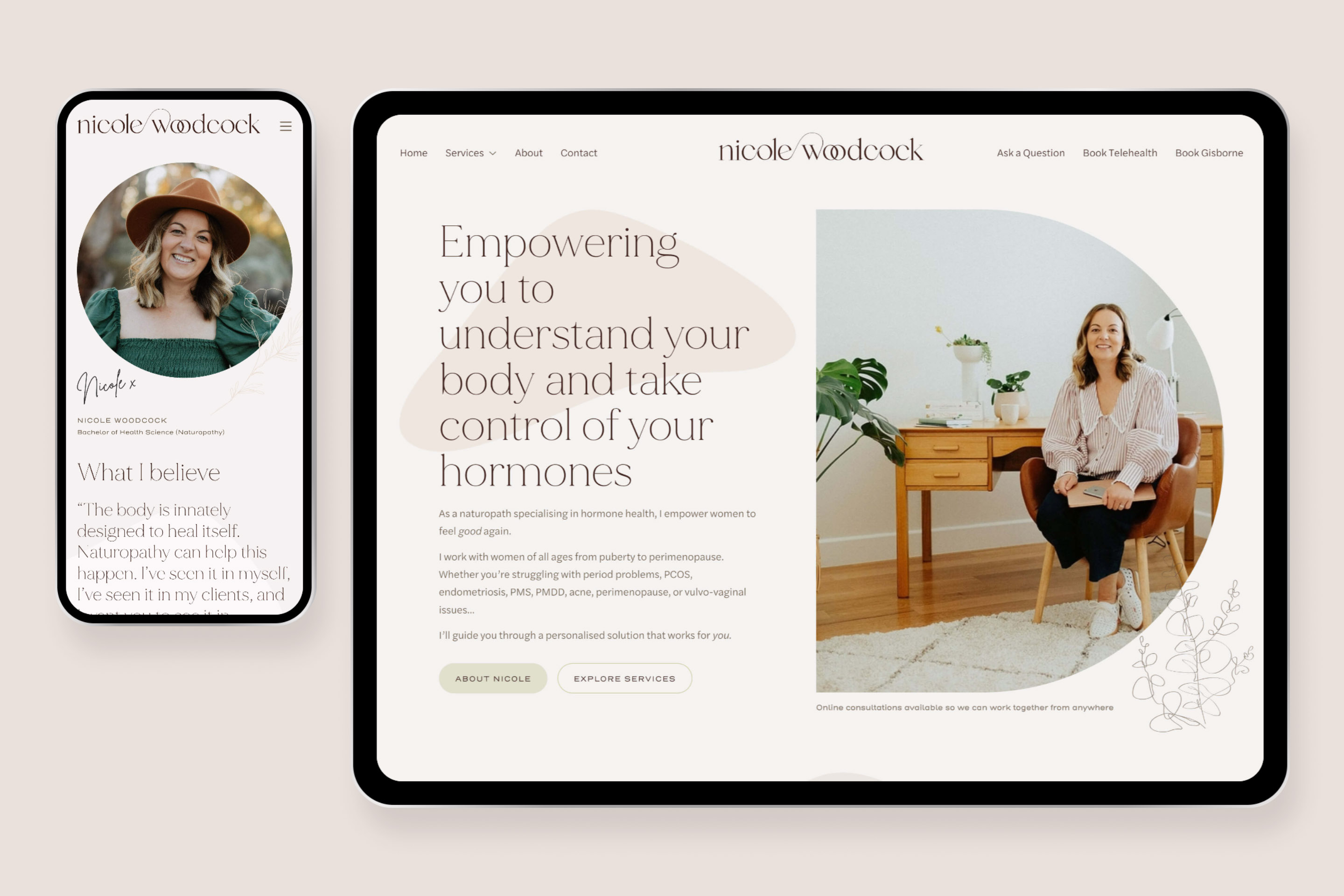 Nicole Woodcock Naturopath Custom Website Design with SEO content