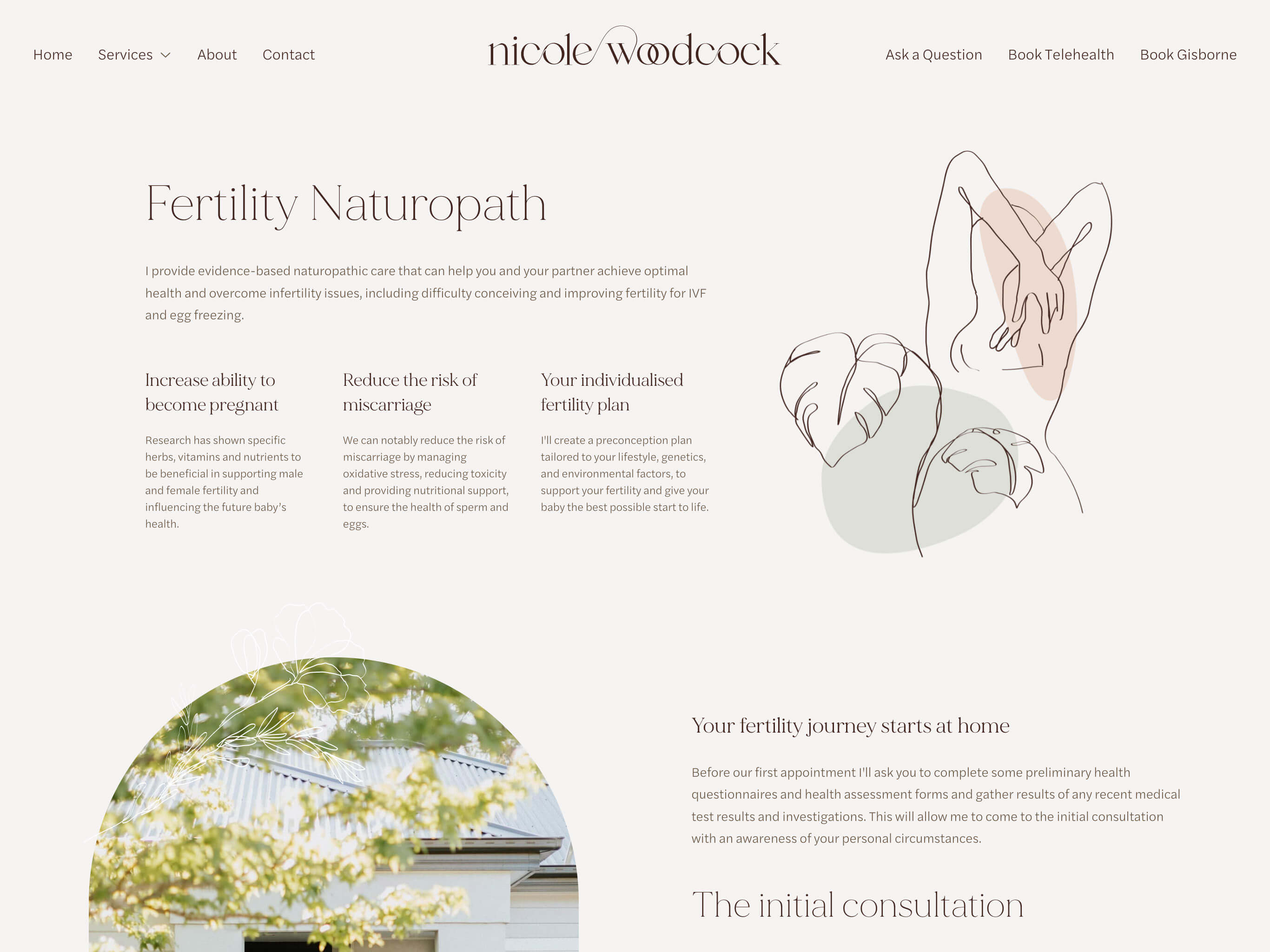 Nicole Woodcock Naturopath Custom Web Design Service Page