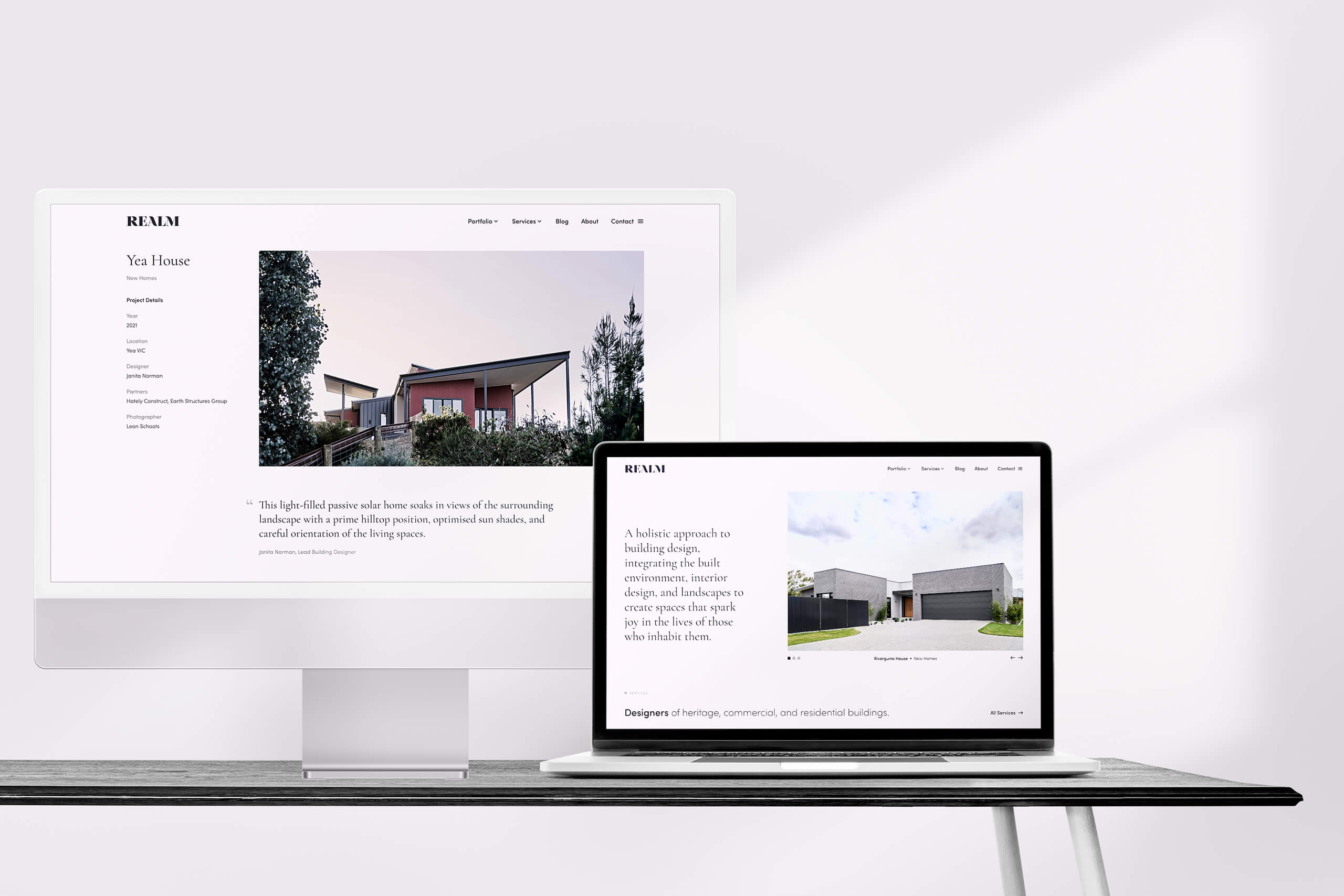 An elegant and minimalistic custom designed website that balances a modern architectural style with classic heritage touches that reflect the unique brand positioning of Realm Building Design. Structured for optimal SEO and lead generation performance.