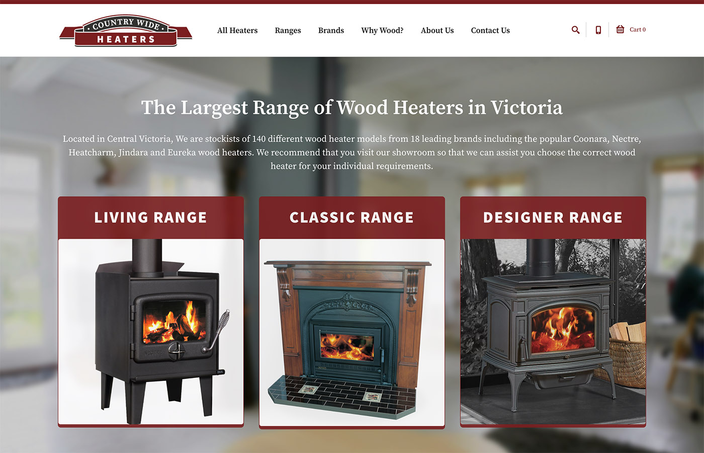 Screenshot of Countrywide Heaters ecommerce website design
