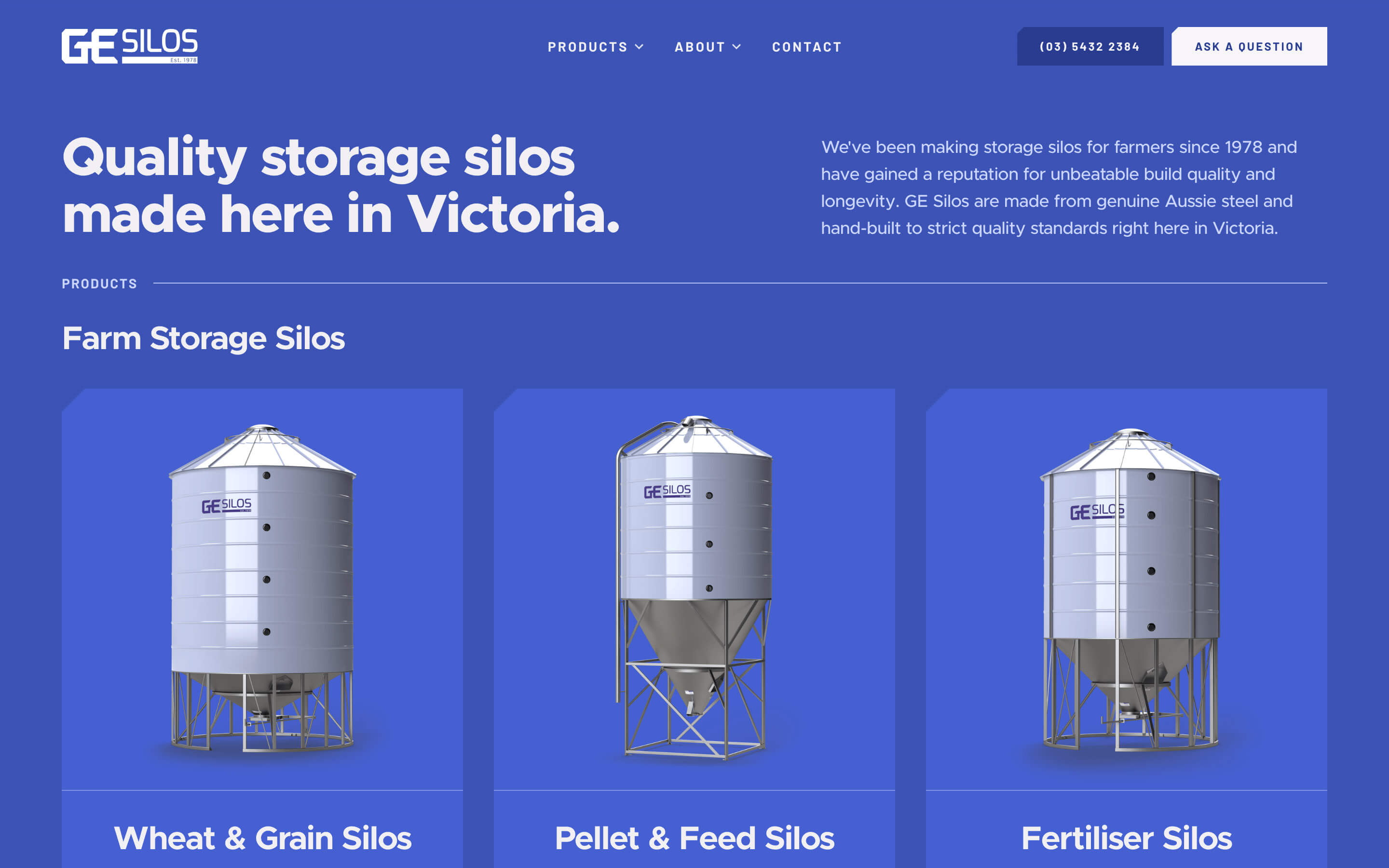GE Silos Custom Web Design - Screenshot of Product List on iPad Pro 13