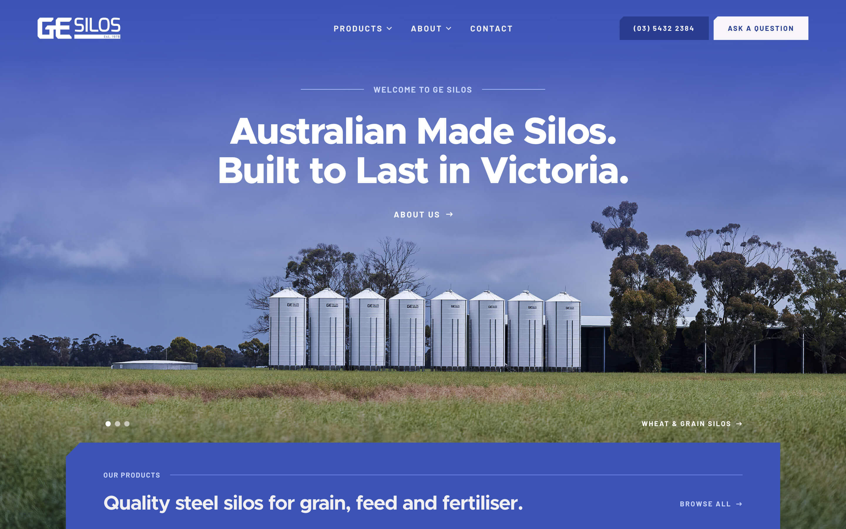 GE Silos Custom Web Design - Screenshot of Homepage on iPad Pro 13