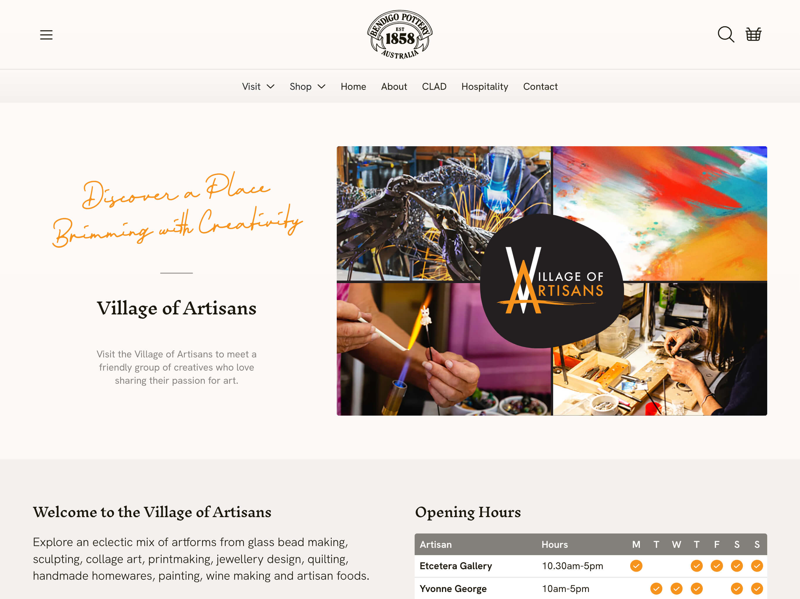 Bendigo Pottery Custom Shopify Theme - Village of Artisans - Screenshot on iPad Pro