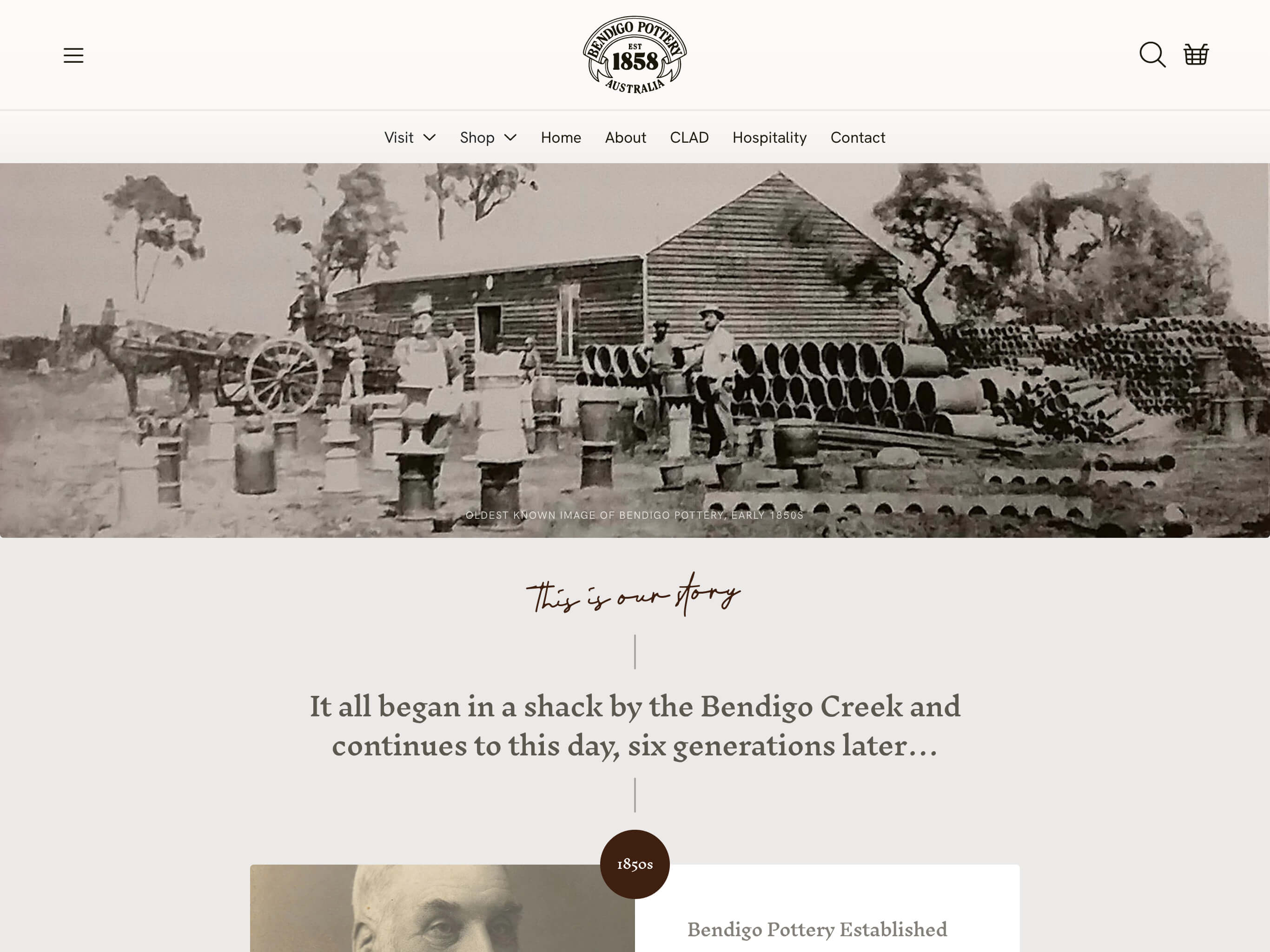 Bendigo Pottery Custom Shopify Theme - About Page - Screenshot on iPad Pro