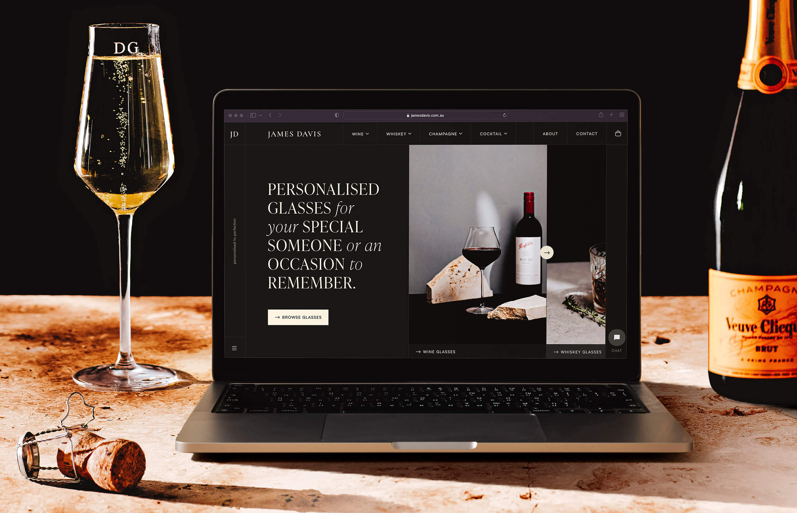 James Davis is a startup entering the hotly contested market of personalised glassware. Initially approached to design a custom Shopify theme, we worked closely with the team to understand their brand identity, values and target audience to ensure we designed a custom solution that delivers results. We refined their branding with a new logo design and created a bespoke Shopify theme that reflects the luxury and high-end nature of their business and sets them apart in a highly competitive niche.