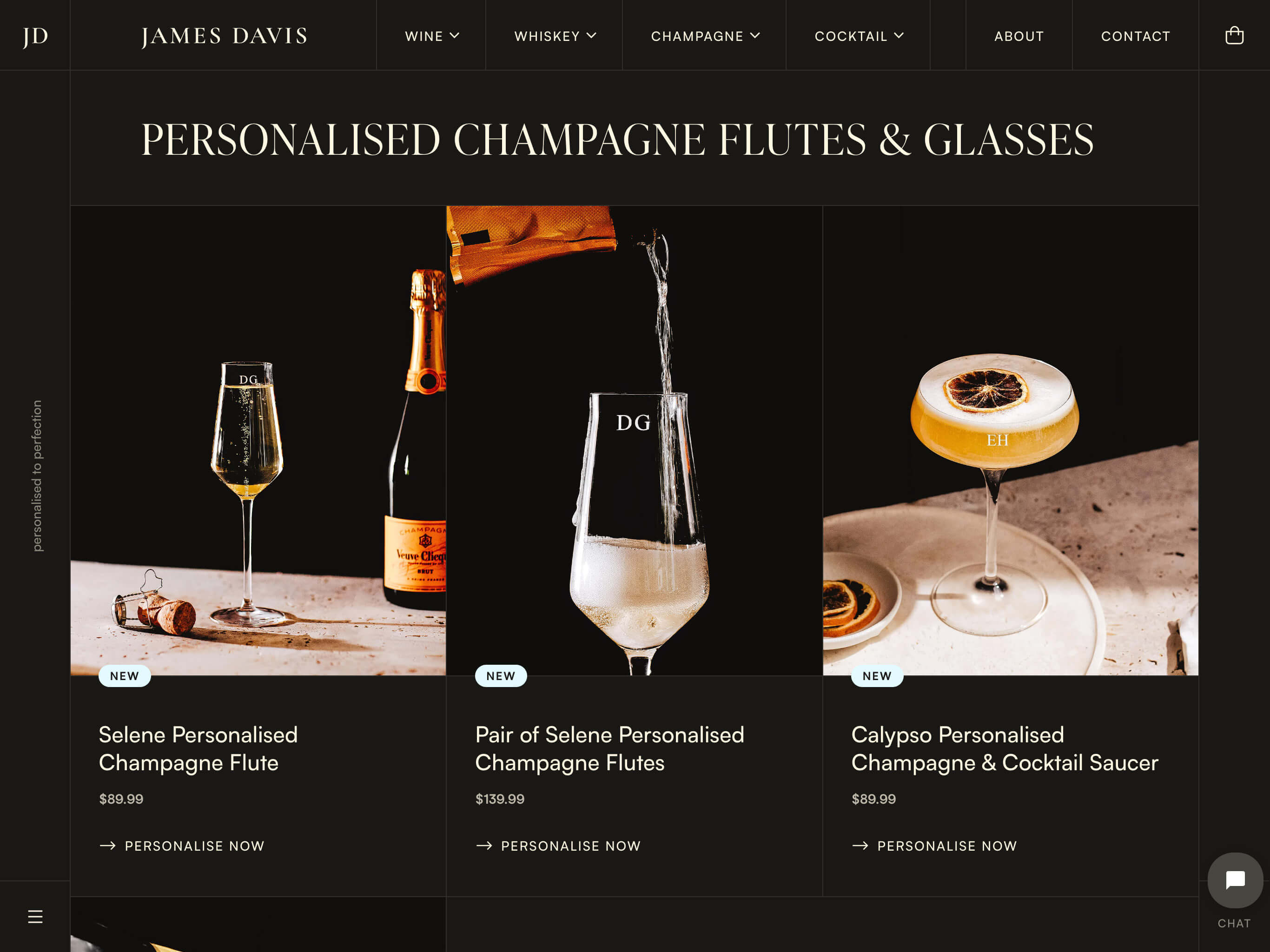 James Davis Personalised Glassware Website Product Collection List on Tablet Screen