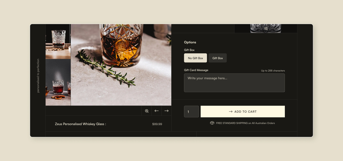 Conversion oriented product page features on James Davis website